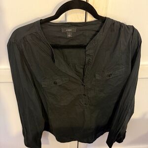 J. Crew Popover Black Light Top - Size Large